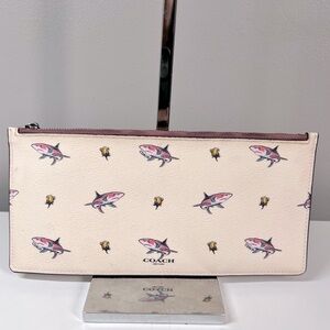 Coach Shark Print Slim Pouch Used
